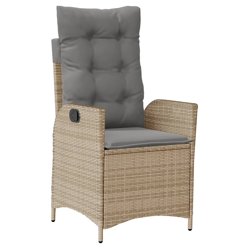 spisebordssæt til haven 5 dele med hynder polyrattan beige