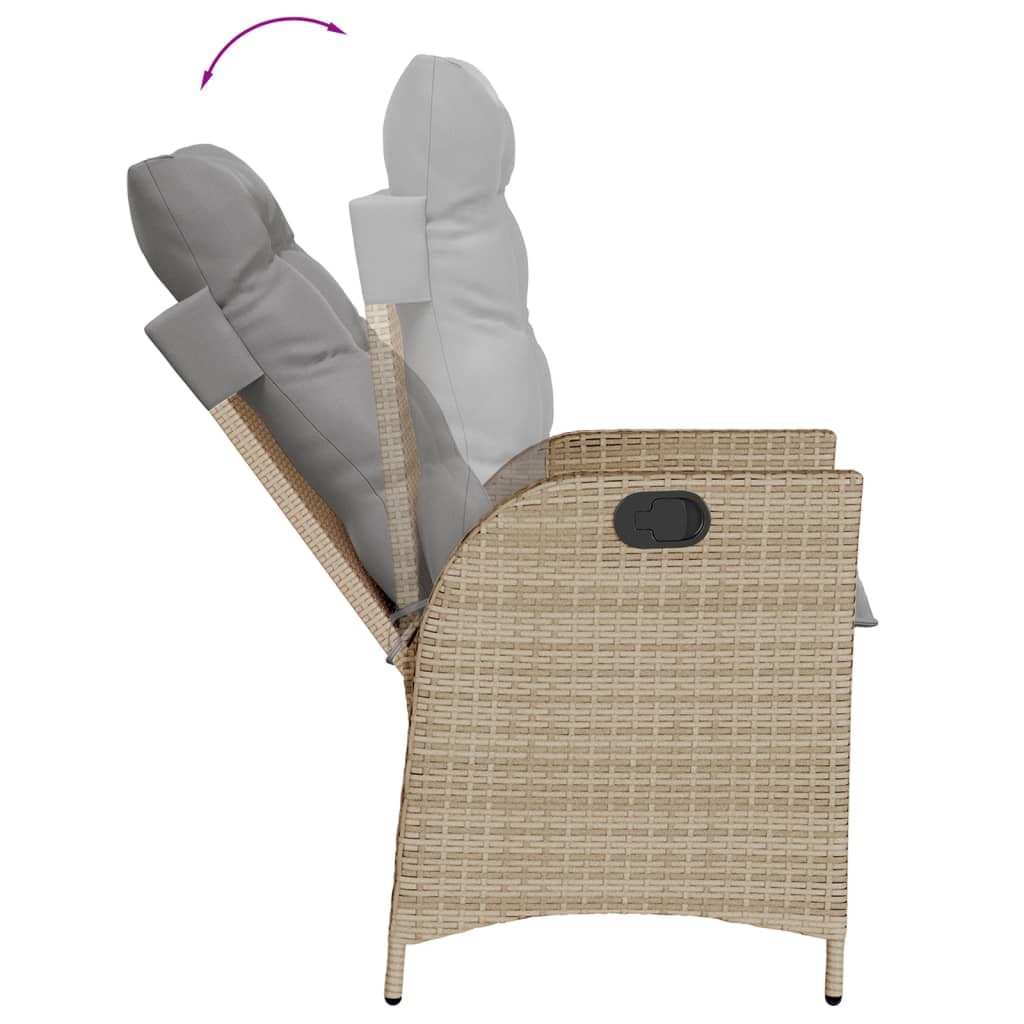 spisebordssæt til haven 5 dele med hynder polyrattan beige