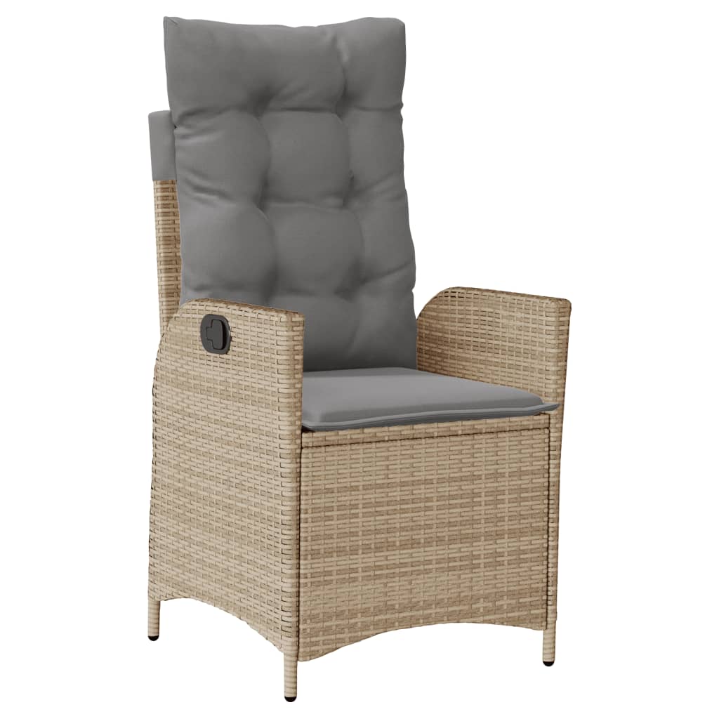 spisebordssæt til haven 9 dele med hynder polyrattan beige