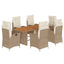 spisebordssæt til haven 7 dele med hynder polyrattan beige