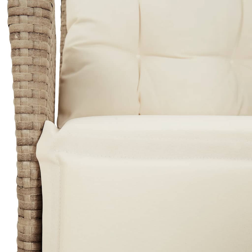 spisebordssæt til haven 3 dele med hynder polyrattan beige