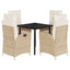 spisebordssæt til haven 5 dele med hynder polyrattan beige