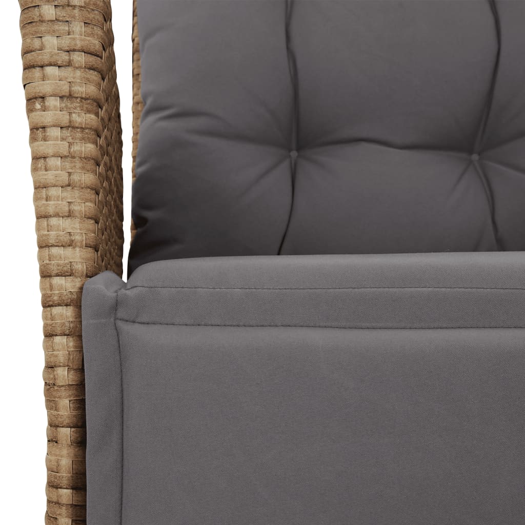 spisebordssæt til haven 3 dele med hynder polyrattan beige