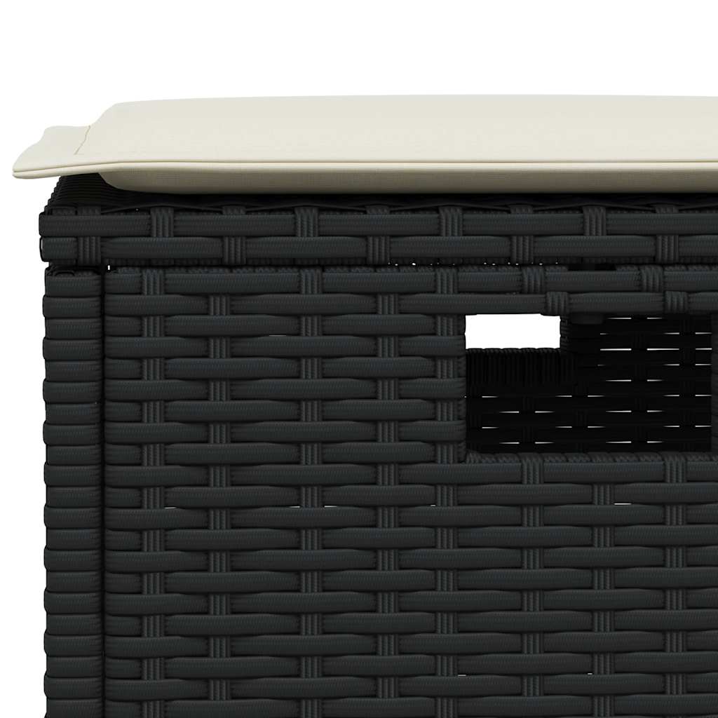 sofasæt til haven 6 dele med hynder L-formet polyrattan sort