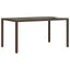 havebord med glastop 150x90x75 cm polyrattan brun