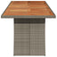 havebord med akacietop 240x90x75 cm polyrattan grå