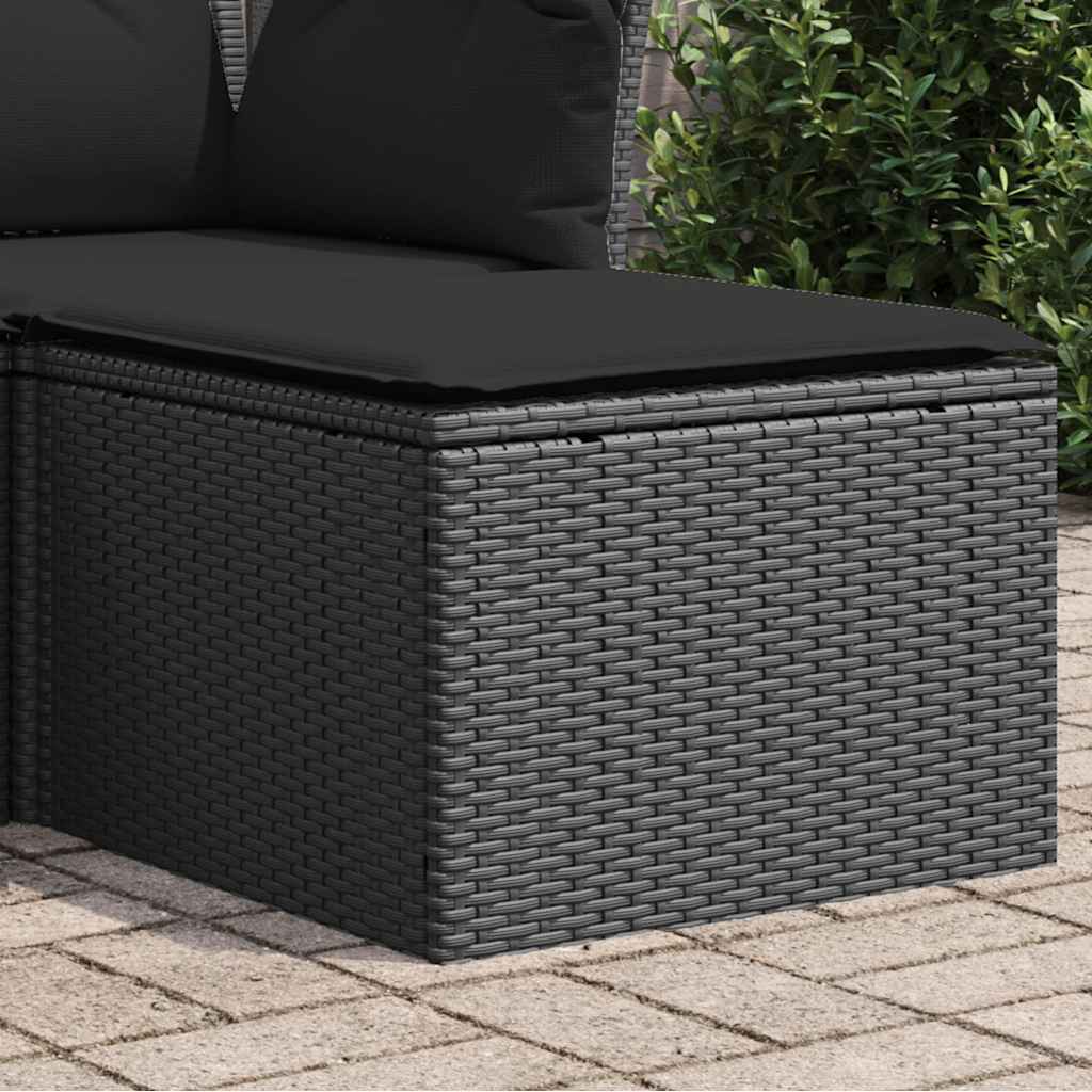 Haveskammel Med Hynde 55X55X37 Cm Polyrattan Beige - Sort / uden opbevaring