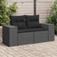 havesofa med hynder 2-personers sort polyrattan