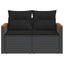 havesofa med hynder 2-personers sort polyrattan