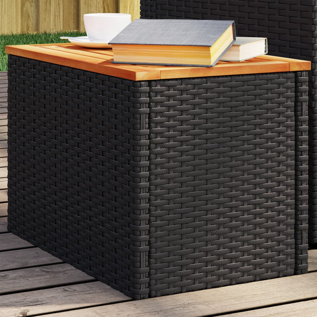 haveborde 2 stk. 55x34x37 cm polyrattan og massivt træ sort billede