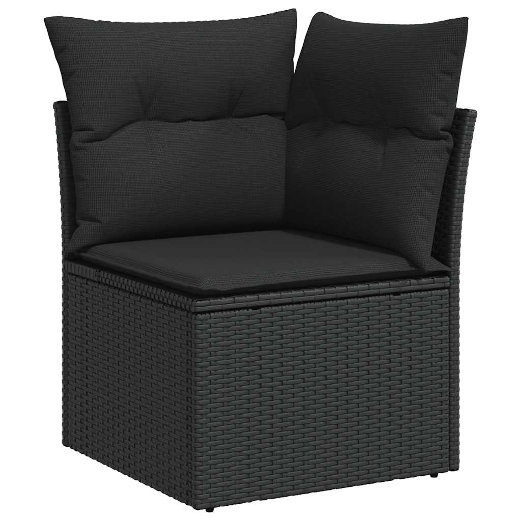 havesofahjørne med hynder sort polyrattan