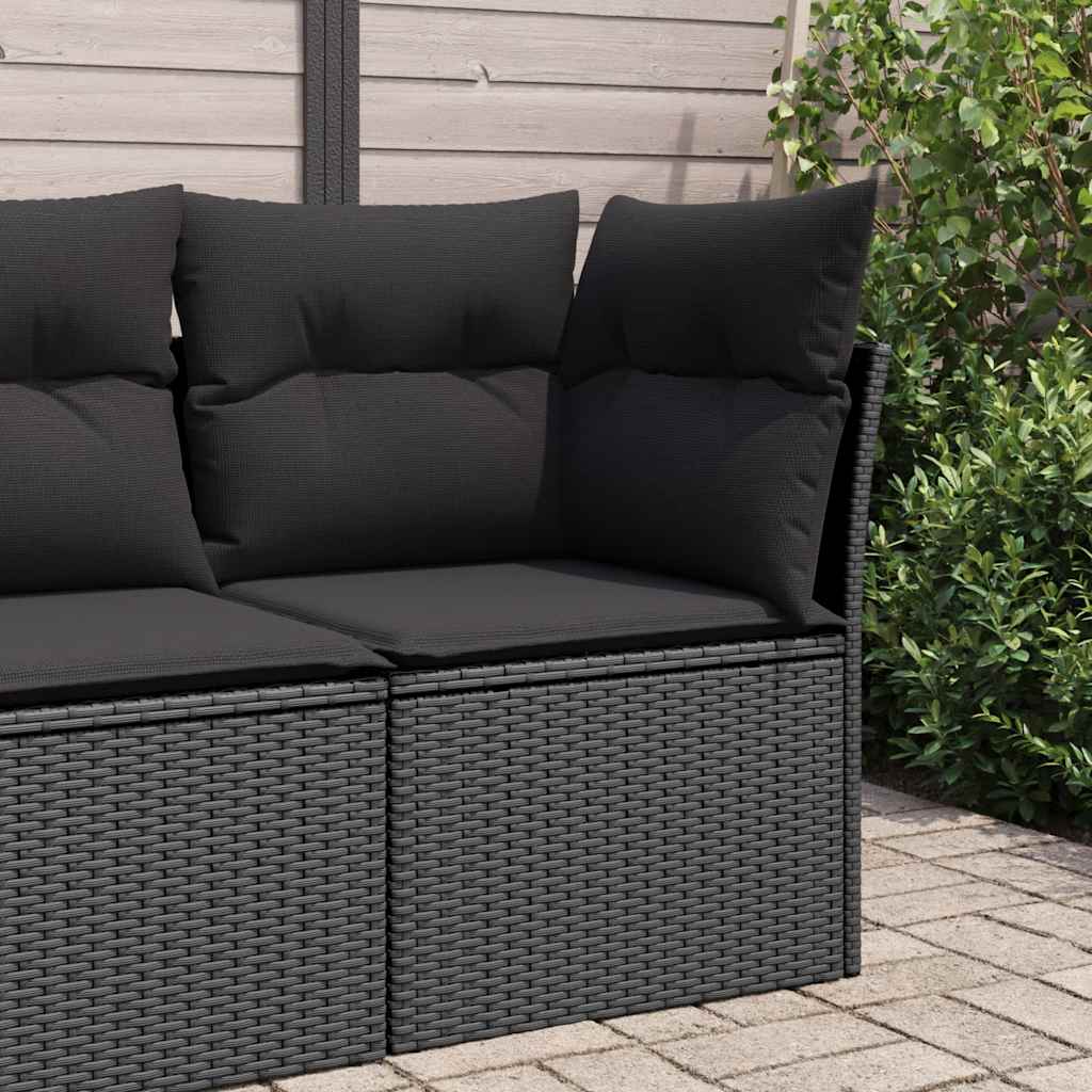 Havestol Med Hynder Uden Armlæn Polyrattan - Sort / Hjørnesofa