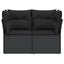 havesofa med hynder 2-personers sort polyrattan