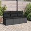havesofa med hynder 3-personers sort polyrattan