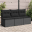 havesofa med hynder 3-personers sort polyrattan