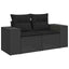 havesofa med hynder 2-personers sort polyrattan