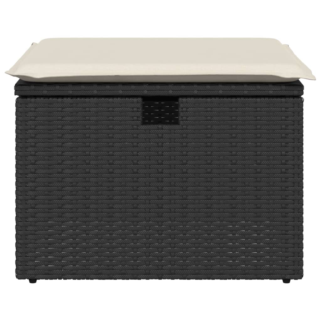 haveskammel med hynde 55x55x37 cm polyrattan sort
