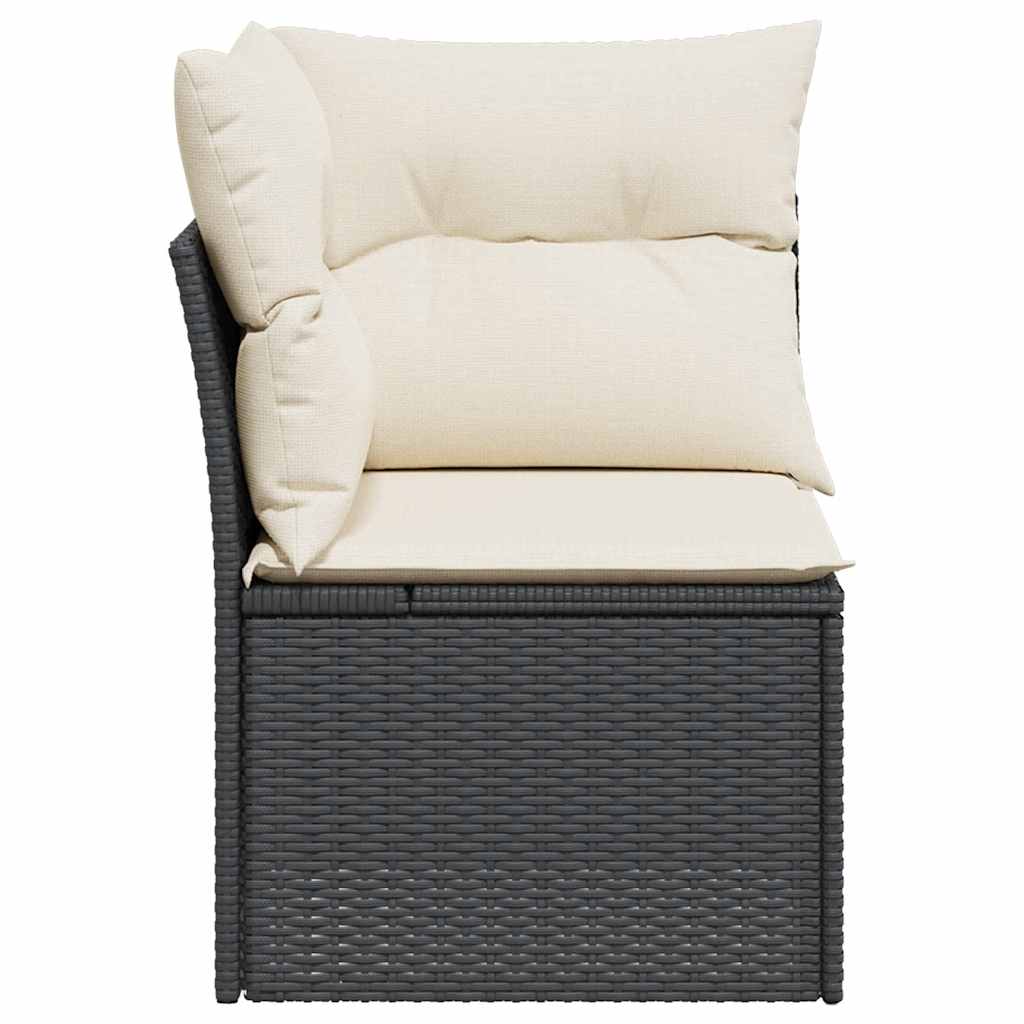 hjørnemodul til havesofa med hynder polyrattan sort
