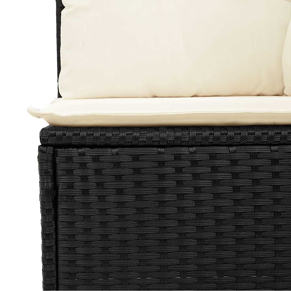 hjørnemodul til havesofa med hynder polyrattan sort