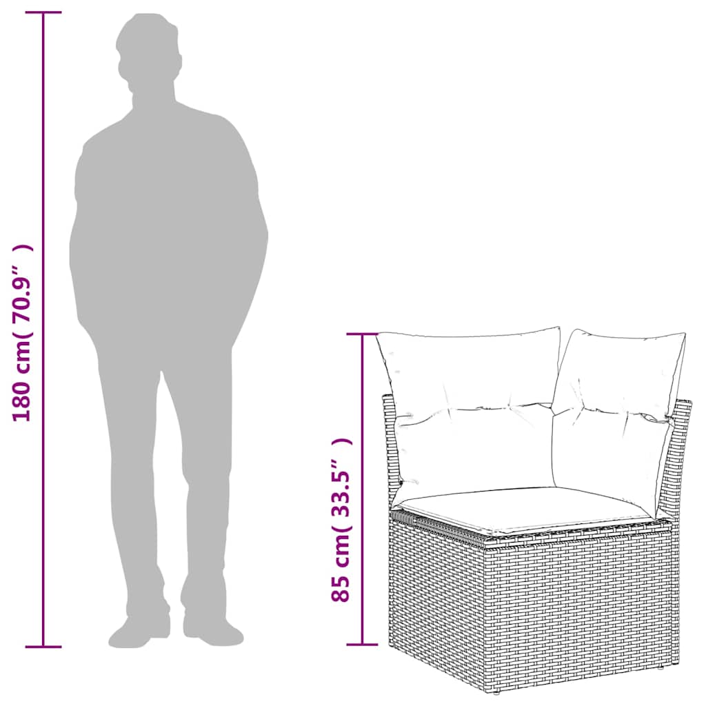 hjørnemodul til havesofa med hynder polyrattan sort