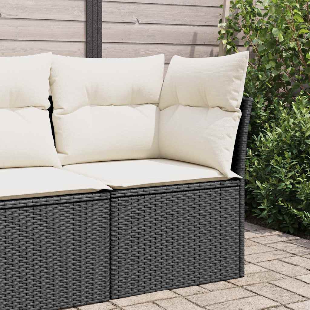 hjørnemodul til havesofa med hynder polyrattan sort billede