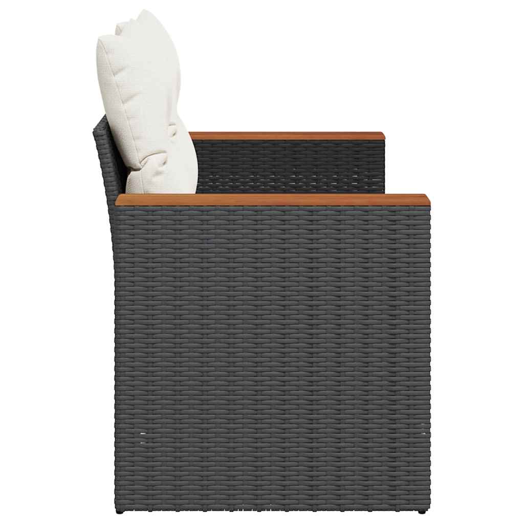 2-personers havesofa med hynder polyrattan sort