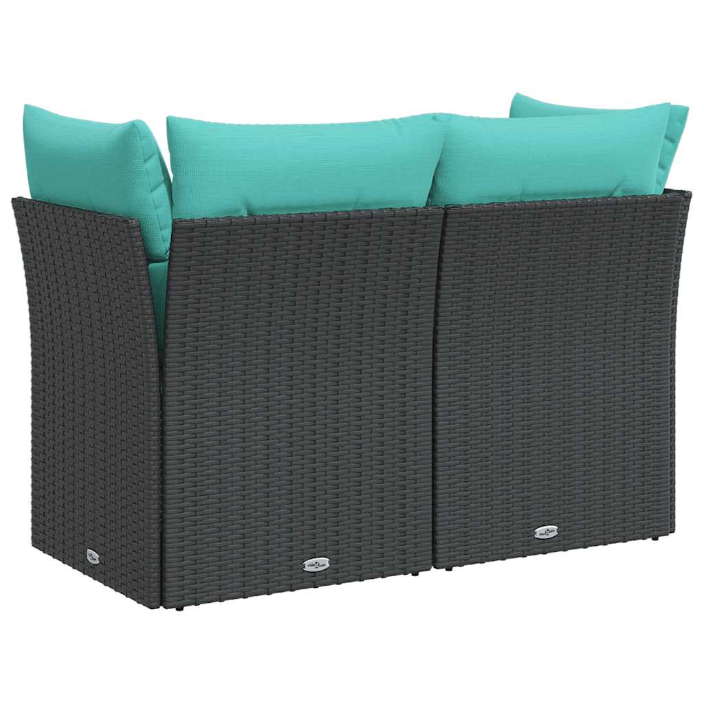2-personers havesofa med hynder polyrattan sort