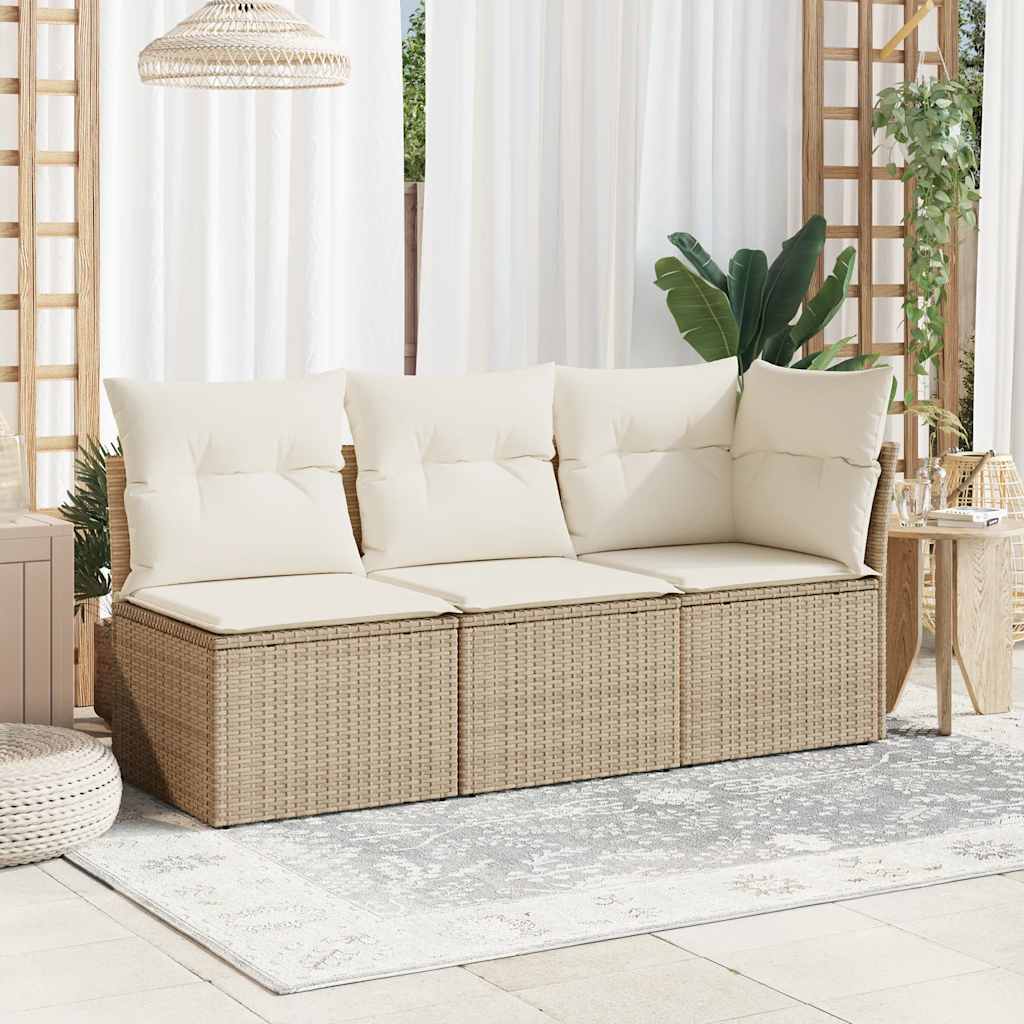 sofamodul til haven med hynder polyrattan beige