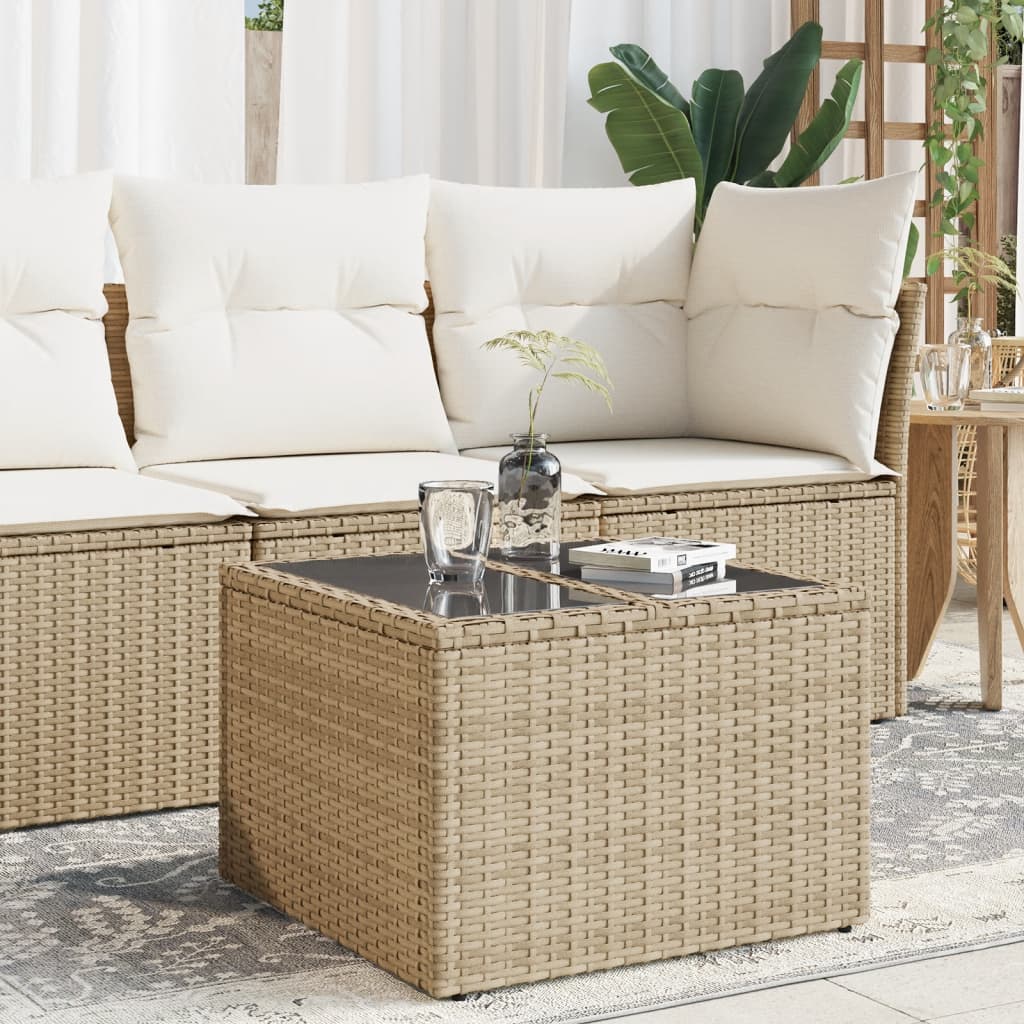 Havebord 55X55X37 Cm Polyrattan Og Akacie - Beige / pe rattan