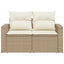 2-personers havesofa med hynder polyrattan beige
