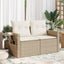 2-personers havesofa med hynder polyrattan beige