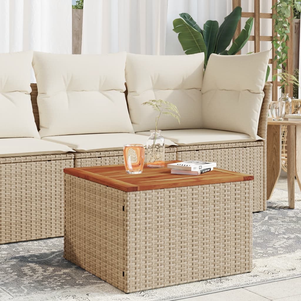 havebord 55x55x37 cm polyrattan og akacietræ beige billede