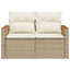 2-personers havesofa med hynder polyrattan beige