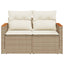 2-personers havesofa med hynder polyrattan beige