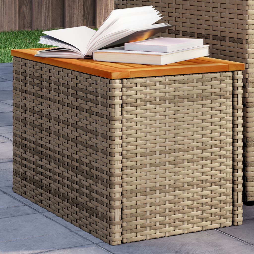 haveborde 2 stk. 55x34x37 cm polyrattan og massivt træ beige billede