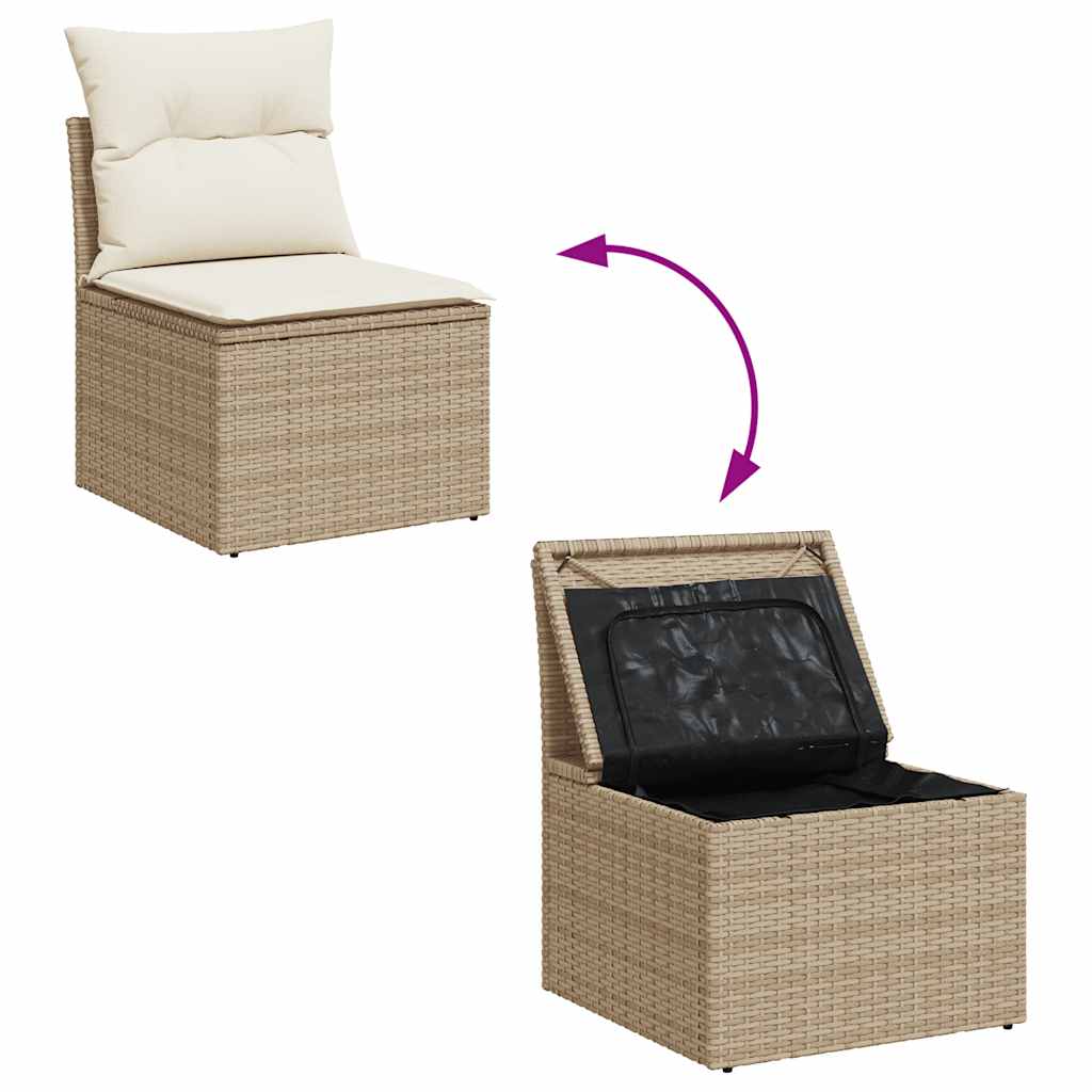 havestol med hynder uden armlæn polyrattan beige