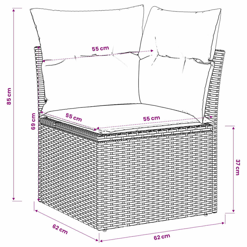 hjørnemodul til havesofa med hynder polyrattan beige