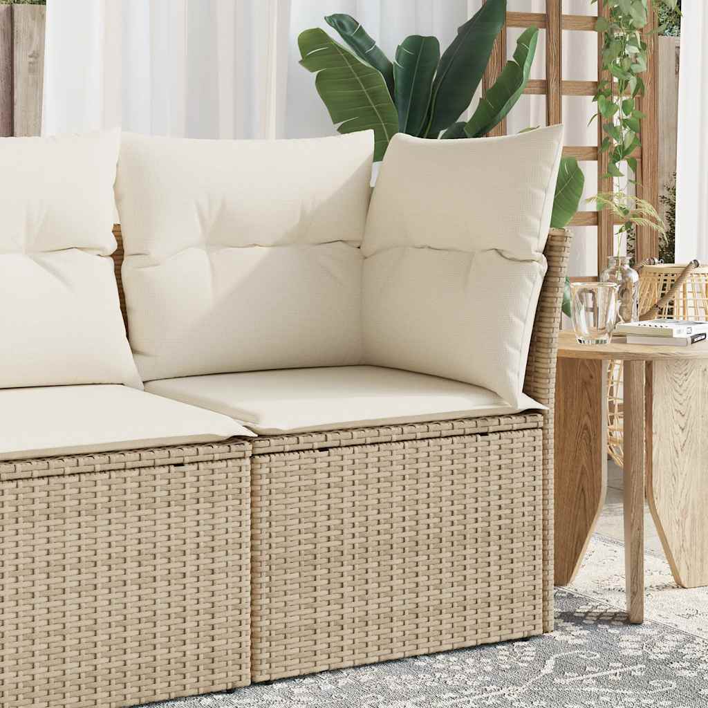 hjørnemodul til havesofa med hynder polyrattan beige billede