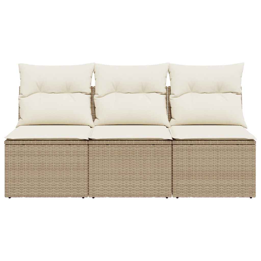 3-personers havesofa med hynder polyrattan beige