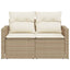 2-personers havesofa med hynder polyrattan beige
