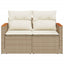2-personers havesofa med hynder polyrattan beige