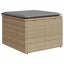 haveskammel med hynde 55x55x37 cm polyrattan beige