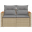 2-personers havesofa med hynder polyrattan beige