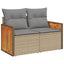 2-personers havesofa med hynder polyrattan beige