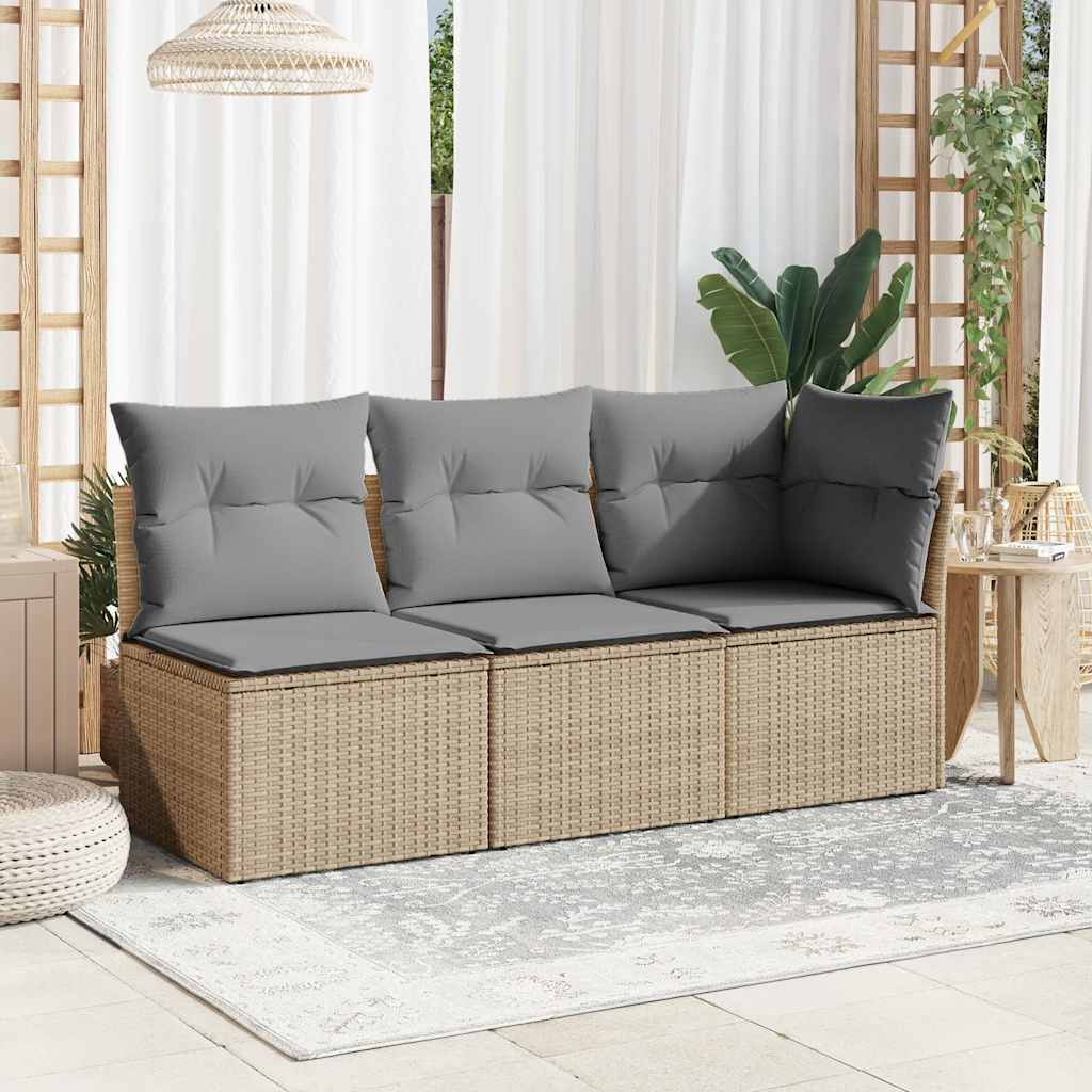 havestol med hynder uden armlæn polyrattan beige
