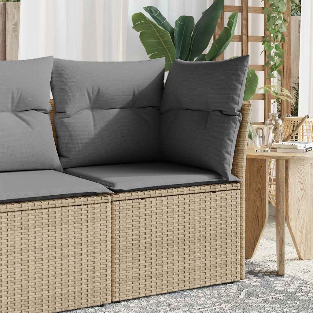 havestol med hynder uden armlæn polyrattan beige billede