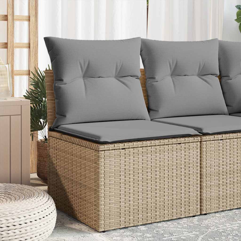 hjørnemodul til havesofa med hynder polyrattan beige billede