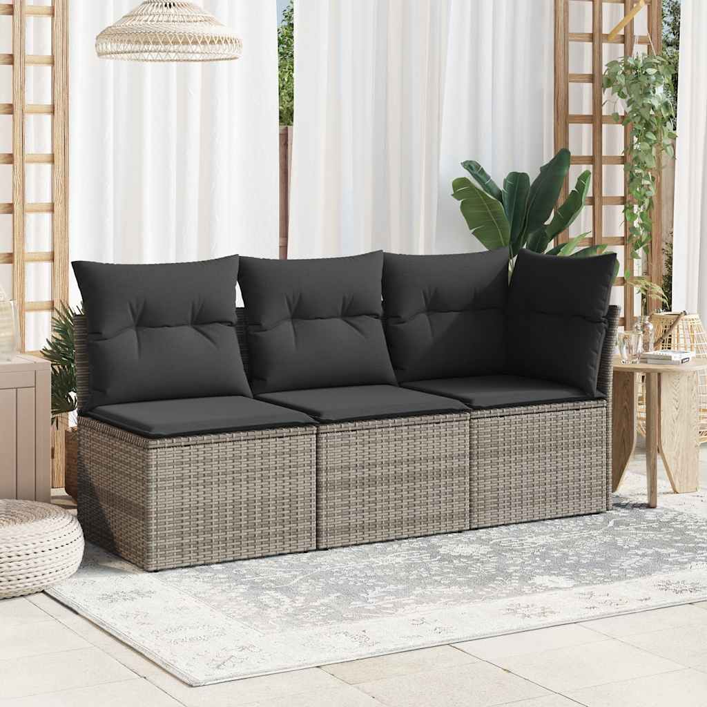 hjørnemodul til havesofa med hynder polyrattan grå