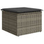 haveskammel med hynde 55x55x37 cm polyrattan grå