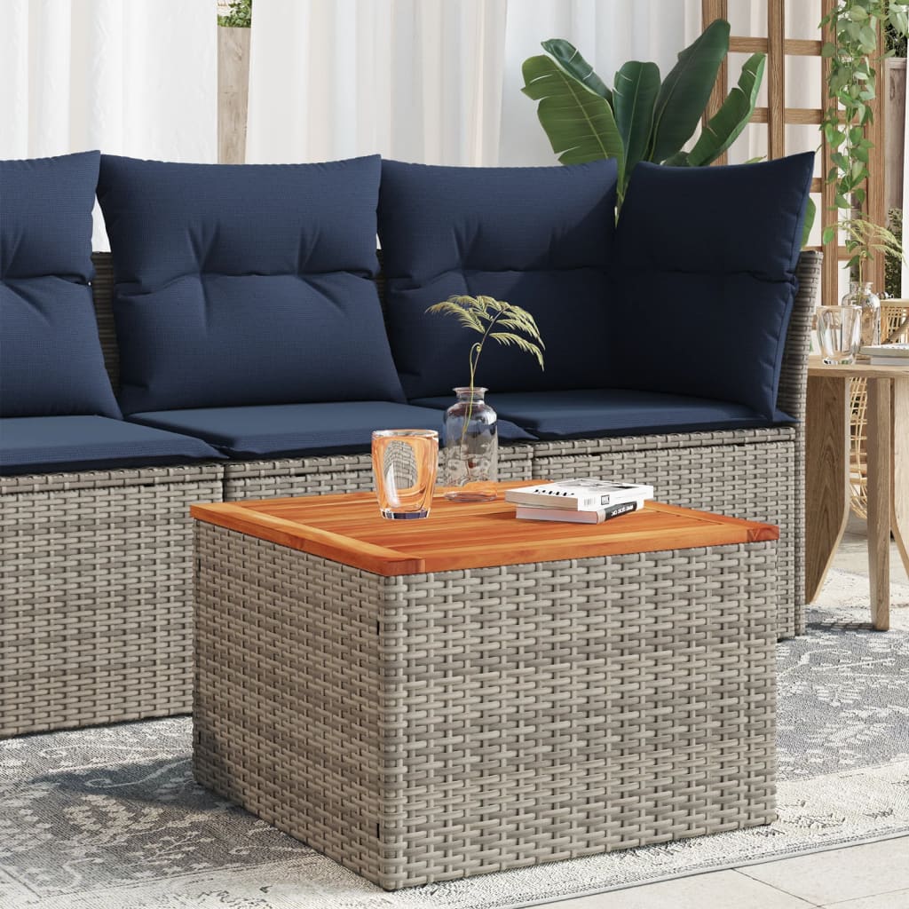 havebord 55x55x37 cm polyrattan og akacietræ grå billede